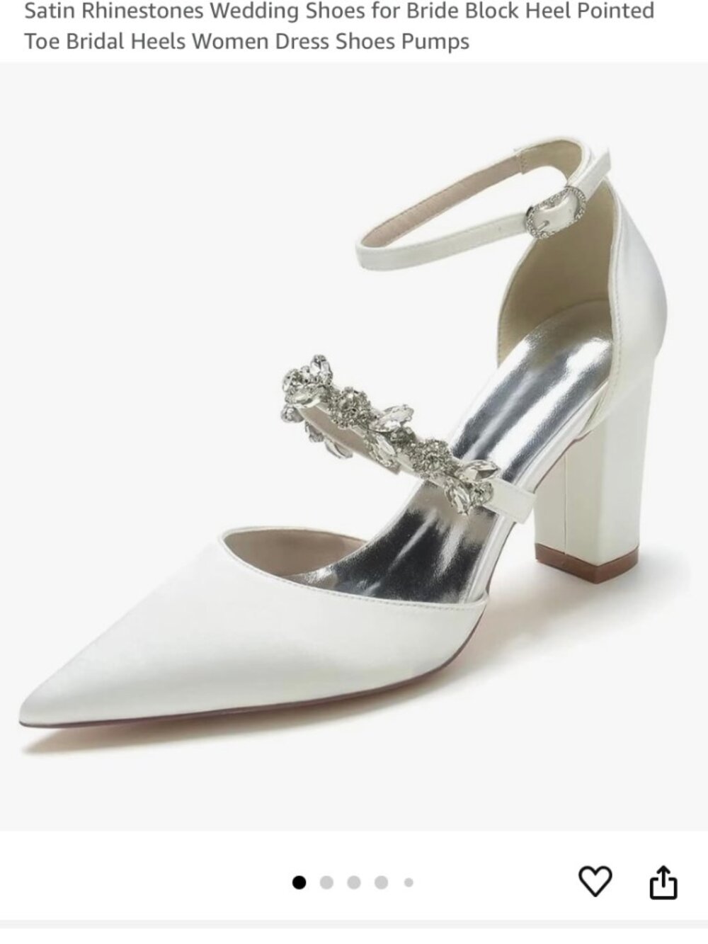 Satin ivory Rhinestone wedding Shoes US 7.5